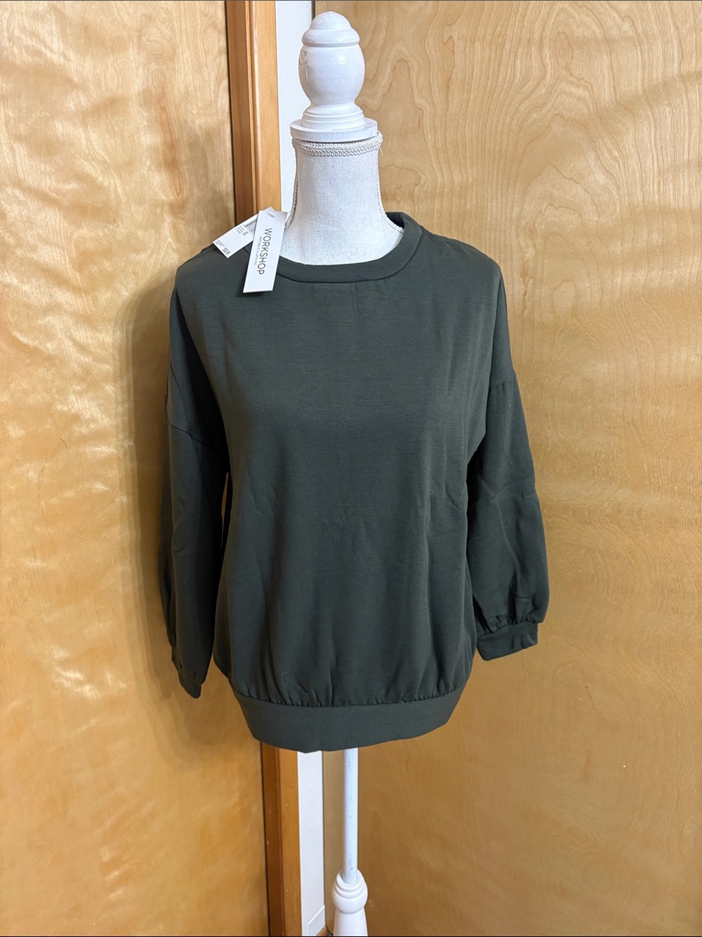 NWT Workshop Republic Clothing Utility Green Fleece Long Sleeve Top Size XS